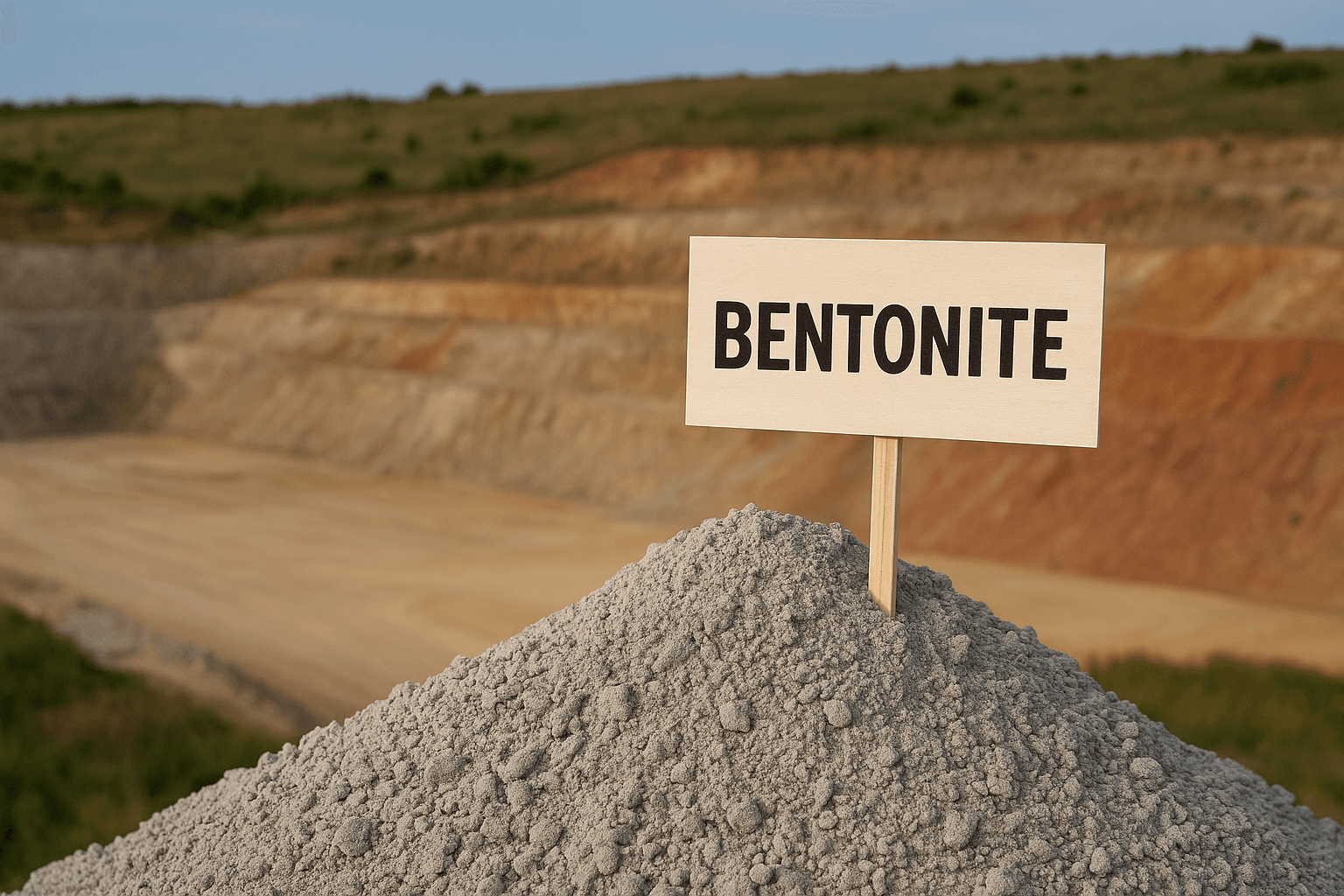 نمایی از معدن و توده پودر بنتونیت