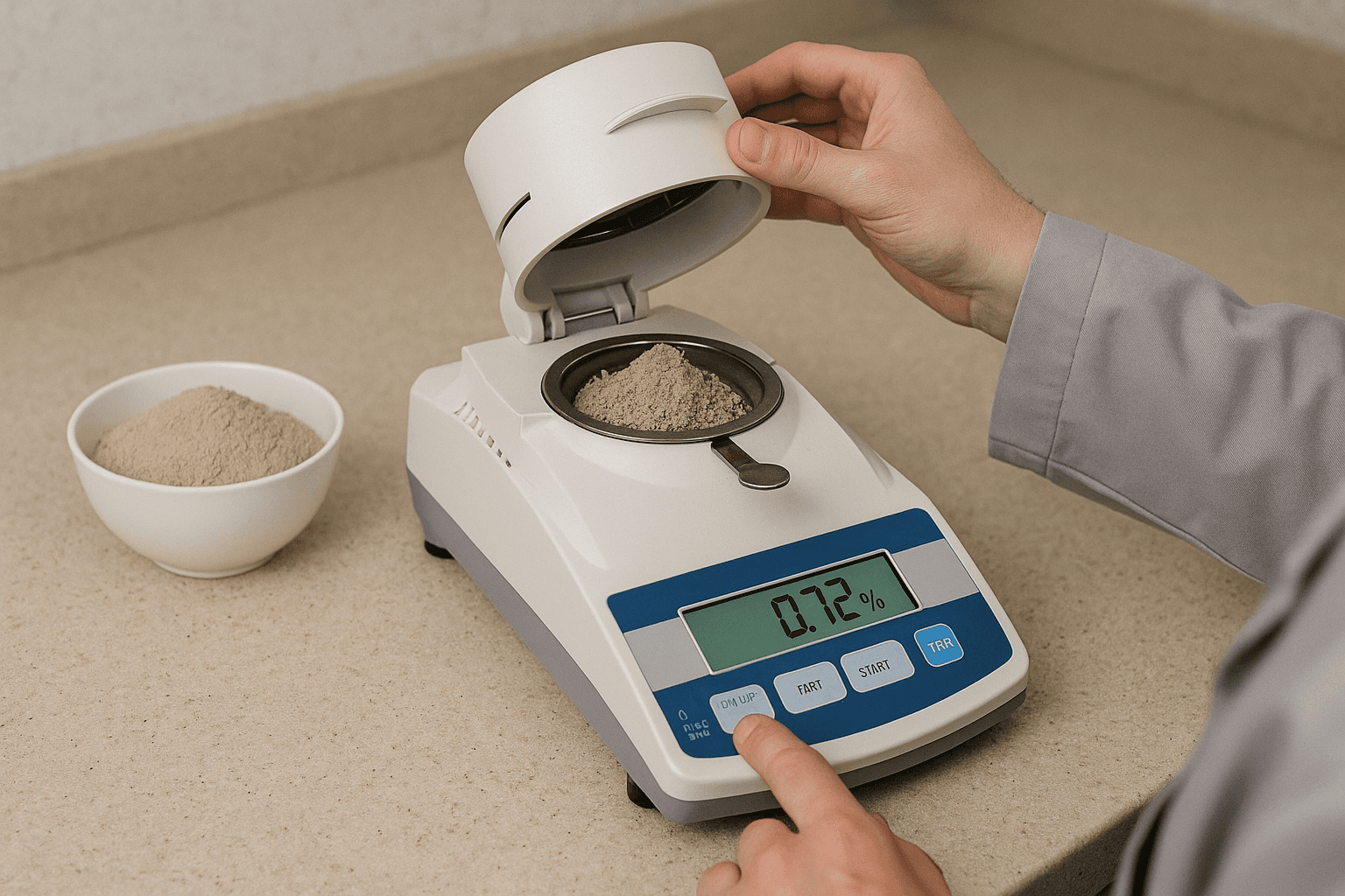 اندازه‌گیری رطوبت بنتونیت در آزمایشگاه کنترل کیفیت