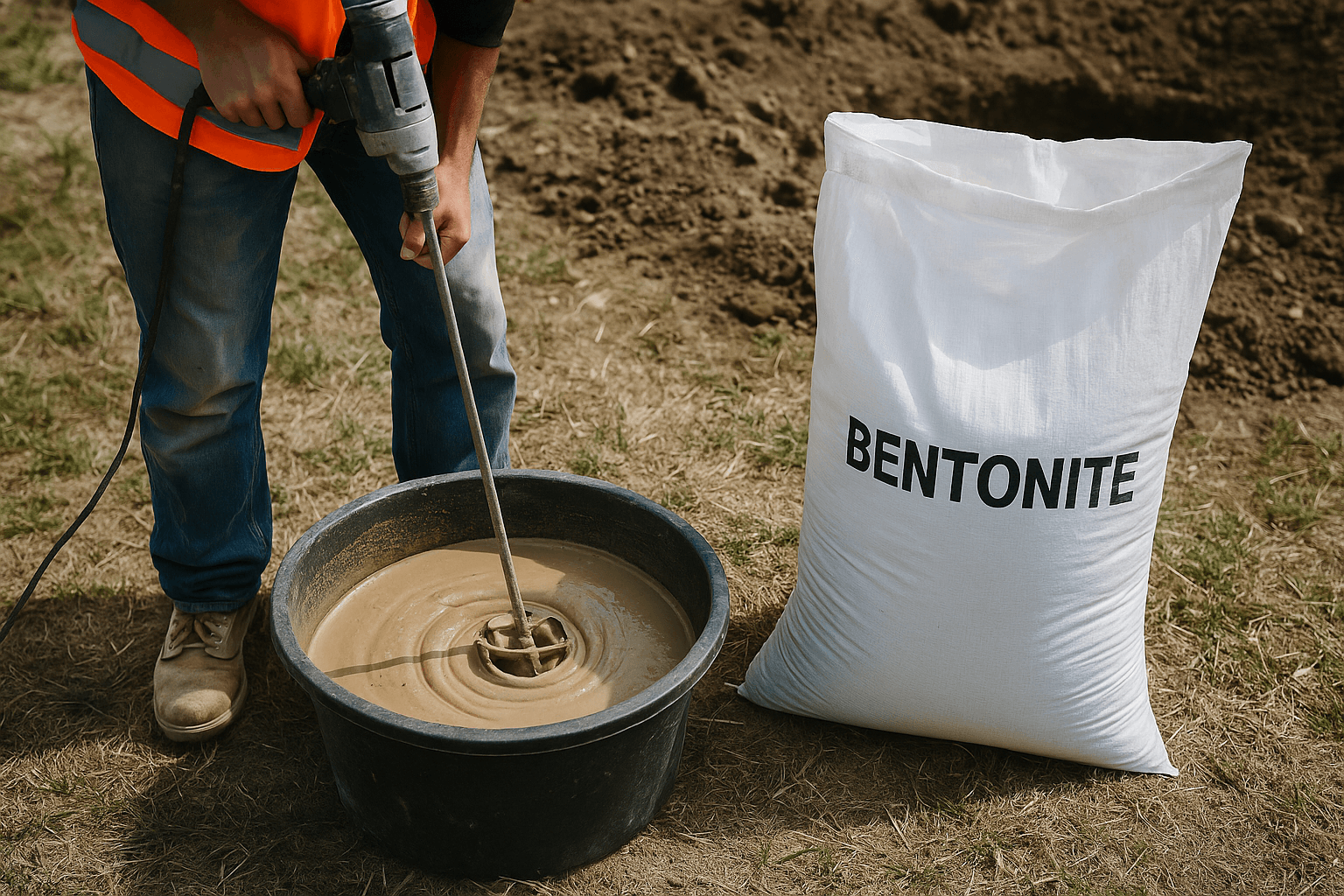 آماده‌سازی دوغاب بنتونیت در محل پروژه